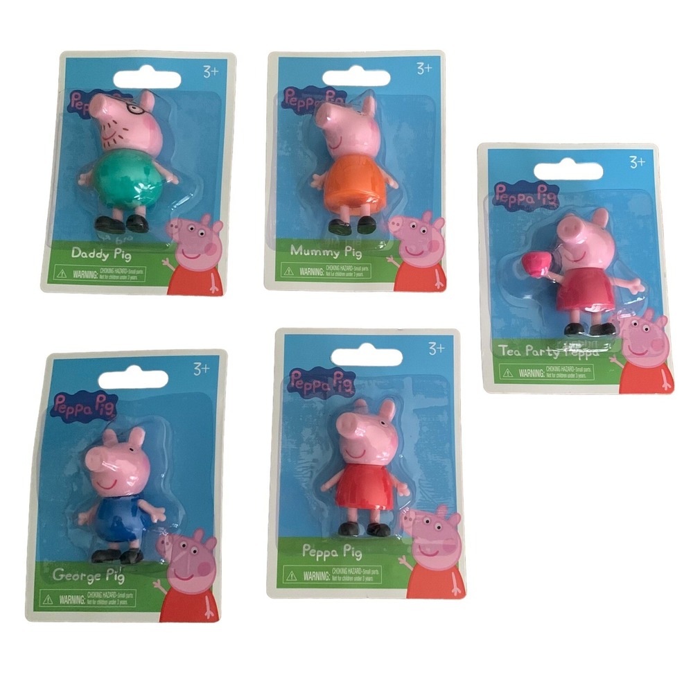 NEW Peppa Pig family Cartoon characters Plus Tea Party Peppa 2-2.5 Inch Set Of 5